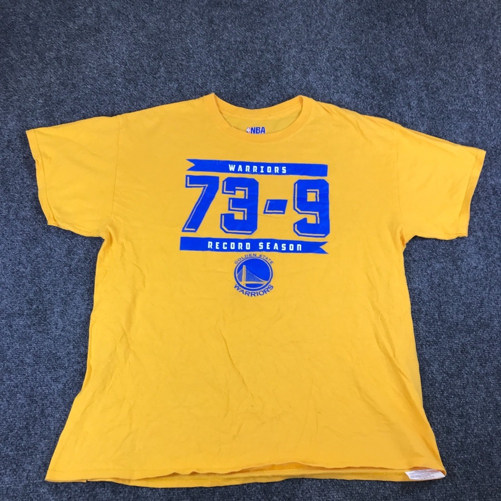 NBA Golden State Warriors Basketball Record Season Shirt Men Large Yellow Sports